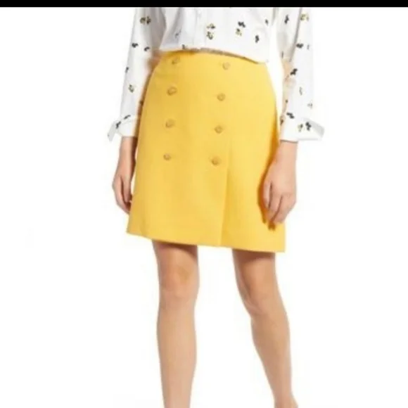 Nordstrom 1901 Yellow Rod Double Button Front Mini Skirt Size 2 - Picture 1 of 9